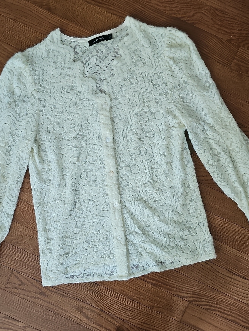 Luxe Cream Lace Button-Front Blouse
